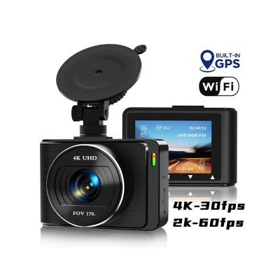 China Inch Built-in WiFi 4K Night Vision Car Dash Cam 2 Car DVR Ultra HD 2160P 60fps GPS Black Box for sale