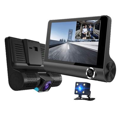 China Waterproof 3 Lens FHD 1080P Car Dash Cam 4 Inch Car DVR Dash Streaming Media Driving Recorder Car Camera Dual Cam for sale