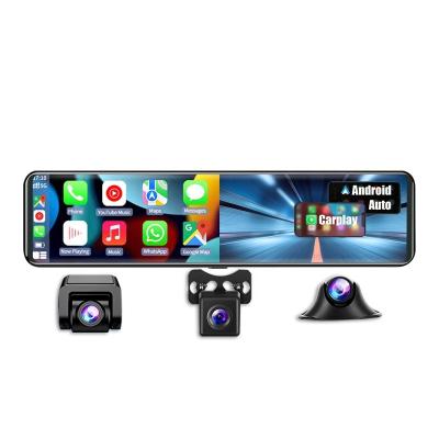 China Waterproof 12 Inch 2.5K 1440P Rearview Mirror Carplay Camera and Android 4G GPS Navigation WIFI 3 Cameras Car DVR Auto Dash Cam for sale