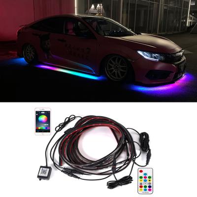 China RGB Car LED Strip Light Under APP Color RGB Car Underbody System Neon Lamp Flexible Remote Control LED Flooding Strip Light for sale