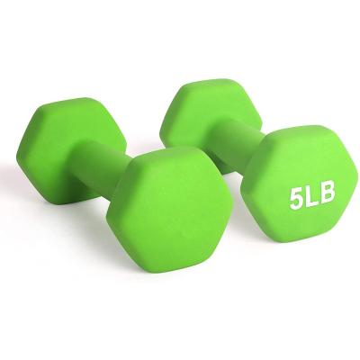 China Universal Strength Training Coated Neoprene Dumbbell Hand Weights Anti-Slip And Anti-Roll Hex Dumbbells for sale