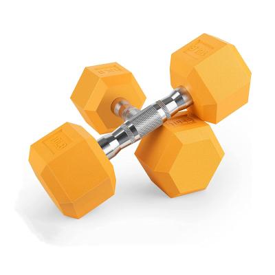 China Universal Hex Dumbbell Rubber Weightlifting Equipment Gym Colorful Hexgen Dumbbell for sale