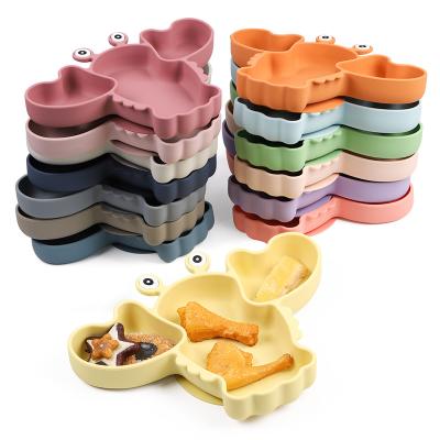 China BPA Free Eversoul ODM/OEM Cute Animal Shape 100% Food Grade Platinum Silicona Feeding Products Silicone Lobster Suction Separated Plate for sale