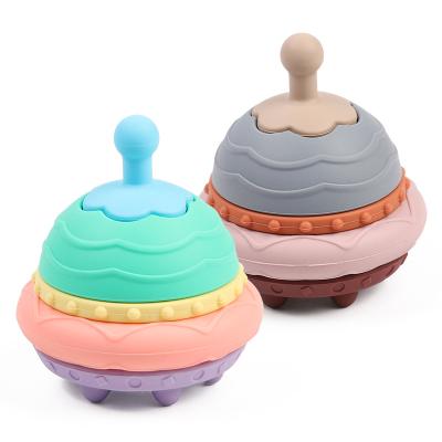 China 100% Eco-friendly/Non-toxic Eversoul Factory Soft Silicone Kids UFO Stacking Blocks Baby Montessori Toys Early Educational Toy for sale