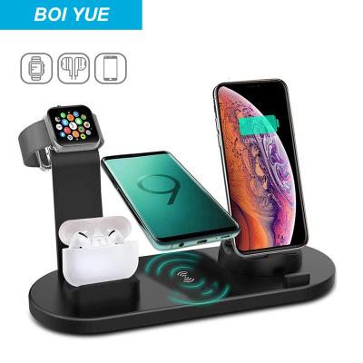 China New Arrival QC3.0 Fast Multi Device Dock 2021 Fast Wireless Qi Charger 4in1 10W With LED Desk Lamp Dock Charging Station for sale