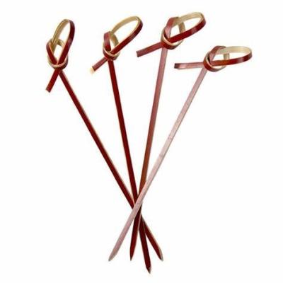 China Red Color Disposable Disposable Bamboo Knotted Skewer for sale