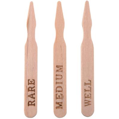 China 90*10*2 Mm Easily Cleaned Biodegradable Eco Friendly Wooden Food Service Steak Marker for sale