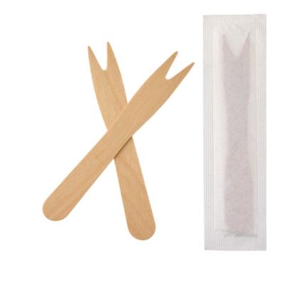 China 85MM Disposable Decorative Cake Dessert Wooden Fork for sale