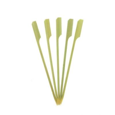 China 9 inch kehab green color disposable shish bamboo paddle skewer barbecue skewer with joints for sale