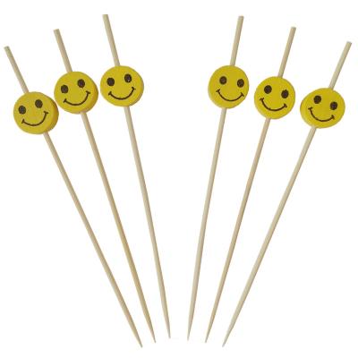 China Smiley Face Cocktail Disposable Top Pick Cocktail Sticks for sale