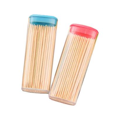 China JFB Disposable Craft Hot Selling Two Point Disposable Bamboo Toothpicks In Plastic Containers for sale