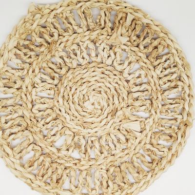 China 100% Biodegradable Woven Grass Mat Natural Placemat Ultensil Serving Rattan for sale