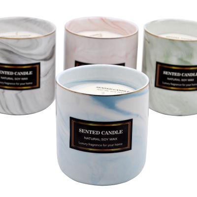 China Custom Private Label Ceramic Scented Jar Soy Wax Scented Candles for sale