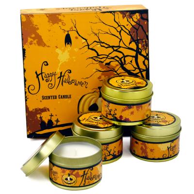 China Customized Private Label Scented Halloween Scented Soy Wax Travel Tin Candles for sale