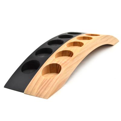 China Art Unique Arch Bridge Modern Shape 7 Hole Tealight Wood Candle Holders for sale