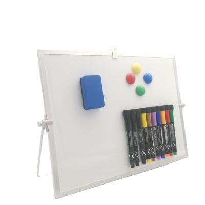 China Self Stand 12*16 Inch White Board Dry Erase Easel with 360 Degree Reversible Pen Holder for Desk Kids, Width 30cm Length 40cm for sale