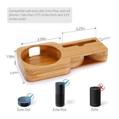 China Eco Friendly Bamboo 2 in 1 Plus Echo Wooden Bammboo Loudspeaker Mobile Phone Stand and Echo Dot for sale