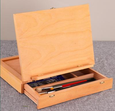 China Easel Easel Box Paint Beech Wood with Palette Paint Organizer Wooden Paint Box for sale