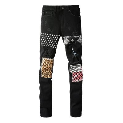 China New Custom Made Viable High Quality Skinny Fit Men's Patch Pants Jeans Men Skinny Ripped Jeans for sale