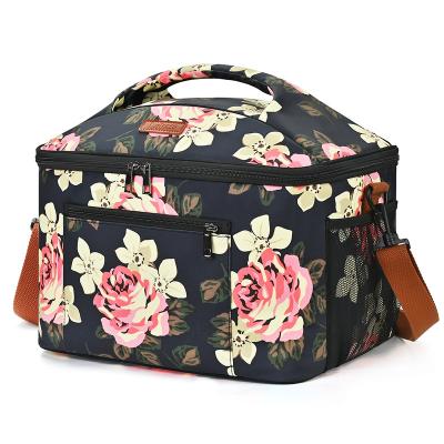 China Custom Waterproof 600d Nylon Strap Waterproof Insulation Cooler Bag Mongolia Hand Cooler Lunch Peony Pattern Lokass Bag For Men for sale