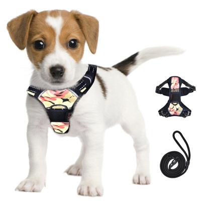 China Custom Logo Pet Product Accessory Dog Leash Reflective High Quality Durable Nylon Collar Leash Adjustable Pet Dog Vest Chest Strap for sale