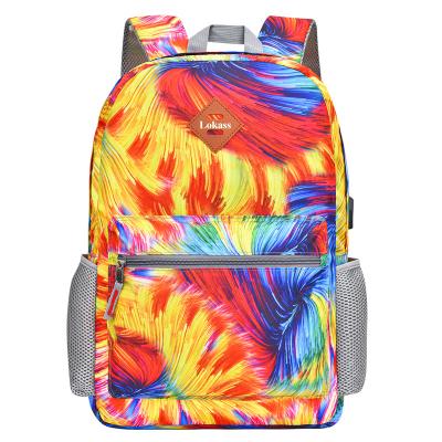 China With USB Lokass 2022 Hot Selling Unique Custom Printed Men's Business Travel Traveling Usb Charging Waterproof Laptop Backpack for sale