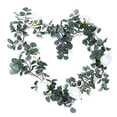 China Minimalist 6.2 ft Artificial Silver Dollar Eucalyptus Leaves, Twine for Doors (Eucalyptus Rose Vine for sale