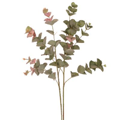 China Coastal Greenery Artificial Single Stems Eucalyptus Customization Support Upright Silver Dollar Leaves Silk For Wedding Decoration for sale