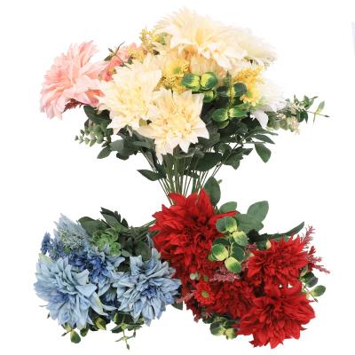 China 2022 New Wholesale 18 Artificial Heads Dahlia Coastal Silk Flower Arrangement Wedding Decor for sale