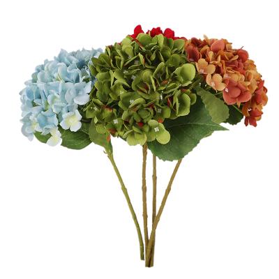 China 2022 New Minimalist Wholesale Artificial Short Single Stem 46Cm Super Silk Head Hydrangea For Home Wedding Decor for sale