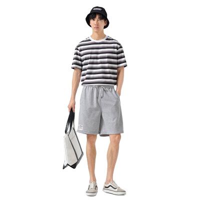 China Anti-wrinkle casual men's solid color knitted shorts simple elastic waist cotton five pacer pants for sale