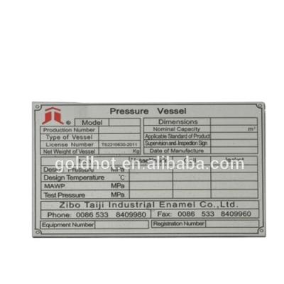 China waterproof sticker metal label supplier in china custom equipment namepalte for sale