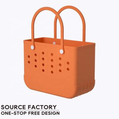 China 2022 Fashion Orange Beach Shoulder Handbag Diagonal Beach Plastic Eva Swamp Silicone Rubber Shopping Bags For Women for sale