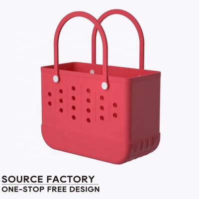 China Fashion OEM ODM Rubber Waterproof Beach Bags Handbag Open Pet Proof Sand Basket Washable Traveling Rubber Eva Tote Bags For Beach for sale