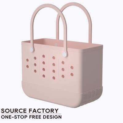 China OEM ODM Factory Source Fashion Open Handbag Pet Proof Sand Basket Washable Eva Beach Tote Washable Traveling Rubber Bags for sale