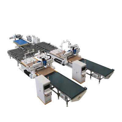 China Cabinetmaking Bestselling Automatic Nesting CNC Machining Centers Wood Panel Furniture Production Line for sale