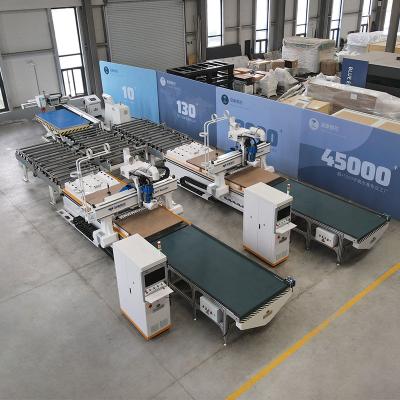 China ATC cnc automatic interlocking cabinet wood furniture cabinet making machine multifunctional production line solution for panel furniture for sale