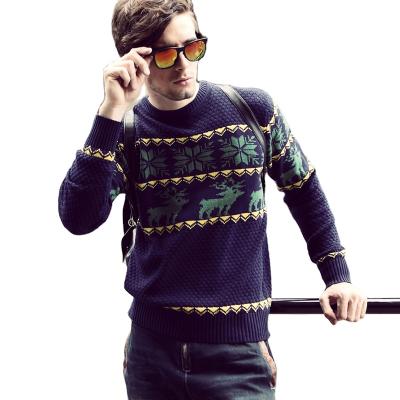 China Anti-Wrinkle OEM/ODM Customize New Christmas High Quality Jacquard Sweater Long Sleeve Round Neck Ugly Sweaters Knitted Pullover For Men for sale