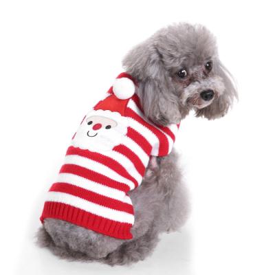 China New design sustainable ready to ship hand knit chrismas wire red puppy pet emboridery outfit Santa Claus overall dog sweater coat for sale