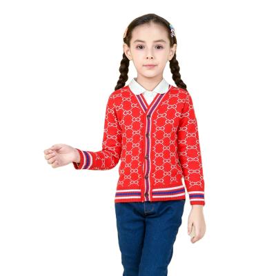 China All Anti-Shrink Customize Kids Knitwear Autumn Kids Sweaters Baby Girls Oversized Knit Cardigan Jacquard Kids Knitting Sweater Girl for sale