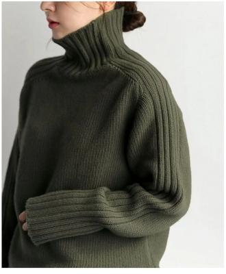 China new Anti-wrinkle designs Korean styles loose collar top plus size long sleeves cashmere wool plain colors turtle neck oversized women sweaters for sale