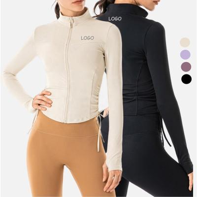 China Breathable Breathable Yoga Vests Long Zipper Crop Top Jacket Fitted Jacket Gym Zipper Gym Fitness Jacket Sports Women for sale