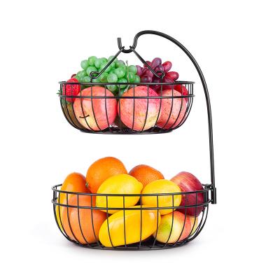 China Detachable Metal Fruit Tray Banana Hook Iron Basket for sale