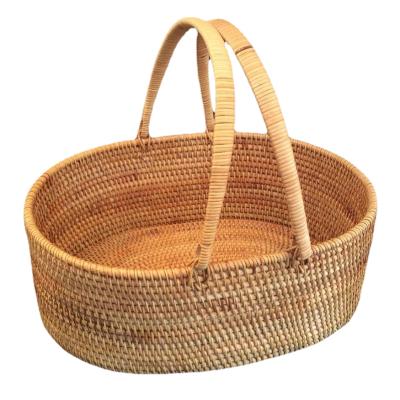 China Southwestern Autumn Rattan Woven Storage Portable Fruit Candy Snack Dessert Basket for sale