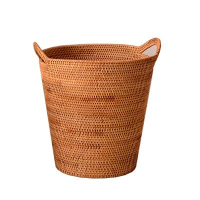 China Traditional Home Containers Woven Rattan Storage Organization Toy Laundry Basket for sale