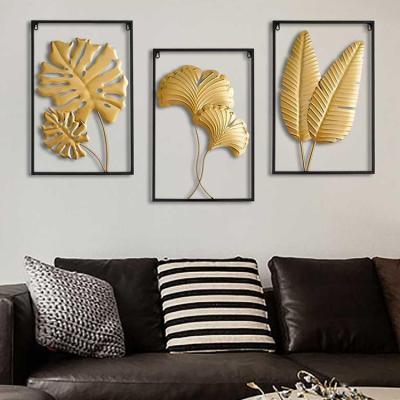 China Chinese Minimalist Vintage Cast Metal Gold Leaf Tree Wall Hanging Decoration Home Square for sale