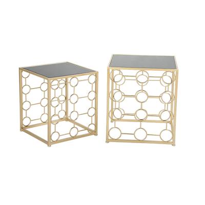 China Metal Gold Side Table Sofa Tea Table White Square Modern Minimalist Living Room Cafe for sale