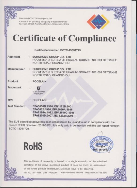 RoHS - Guangdong Eurohome Porcelain Co., Ltd.