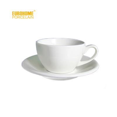 China Eurohome factory restaurant bone china hotel tableware ball shape disposable white coffee cup and saucer for sale