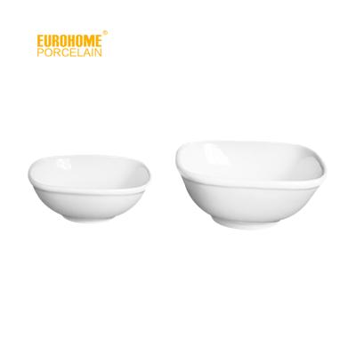 China Viable Square Bowl Bone China Tableware Hotel Porcelain Restaurant Factory Eurohome Ceramic Soup Bowl for sale